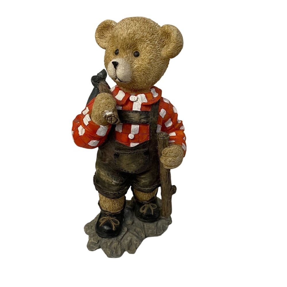 Vintage Cute Display Brown Bear Figurine Traveling‎ Design Resin 7.25" x 3.25"
